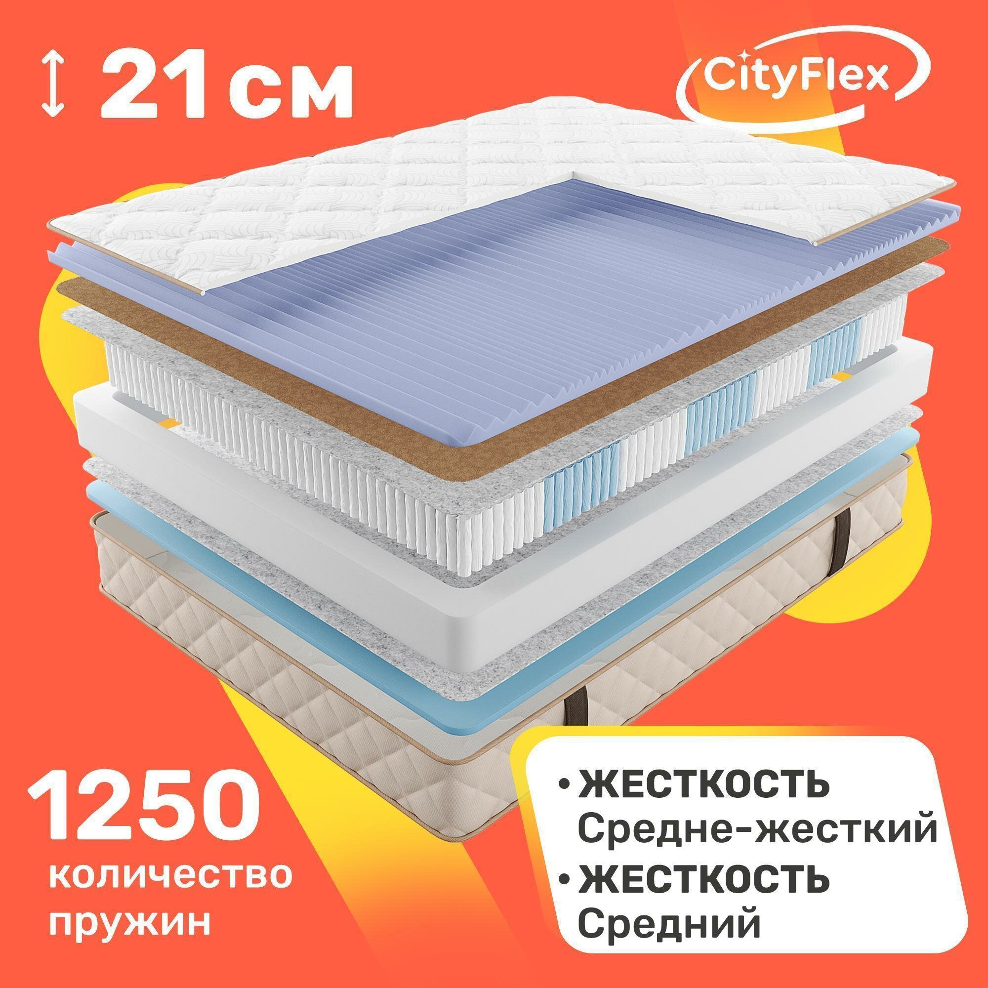 Матрас с независимыми пружинами CityFlex Farum 70x200