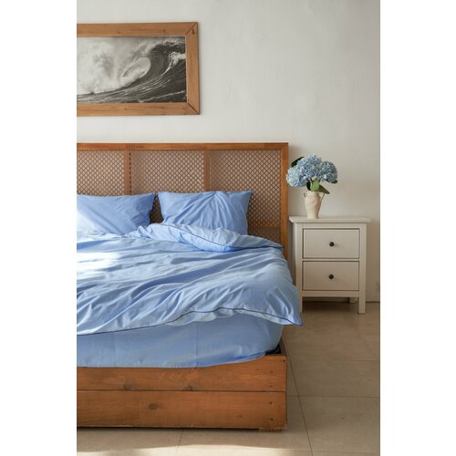 Комплект 1,5-спального постельного белья Esthetic Home голубой с кантом