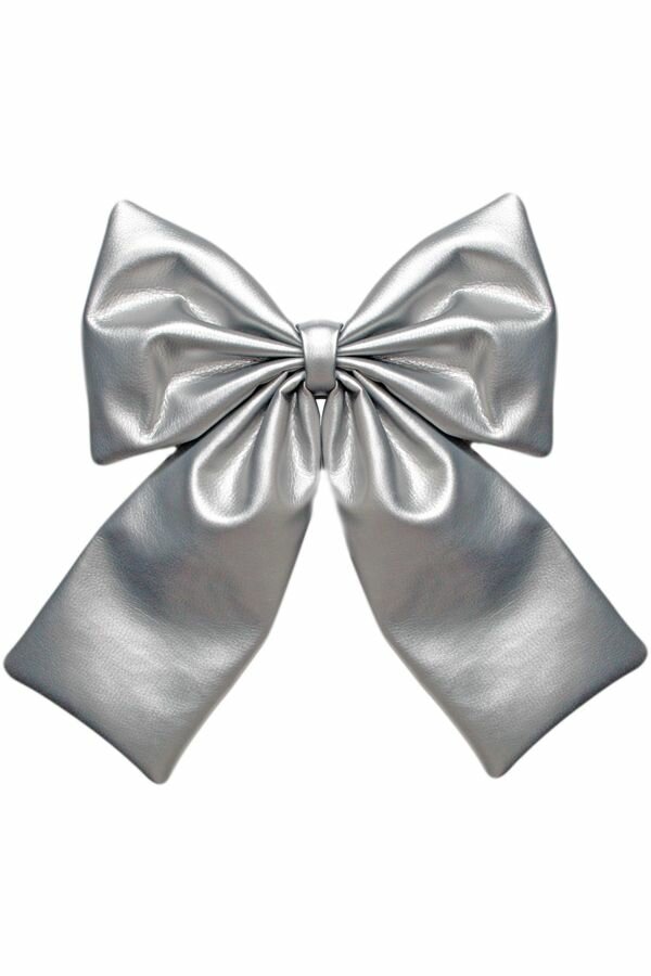 Бант на елку 30см, украшение новогоднее серебристый однотонный, Crystal Trees — фото 1