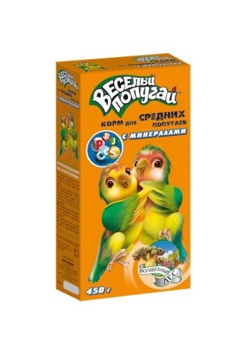 Зоомир "Веселый попугай" корм для средних попугаев с минералами 450 г.