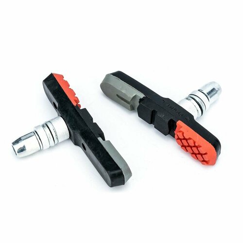 Тормозные колодки ободные V-Brake Части Вела Premium, 1 пара красный, серый, черный, красный, серебристый
