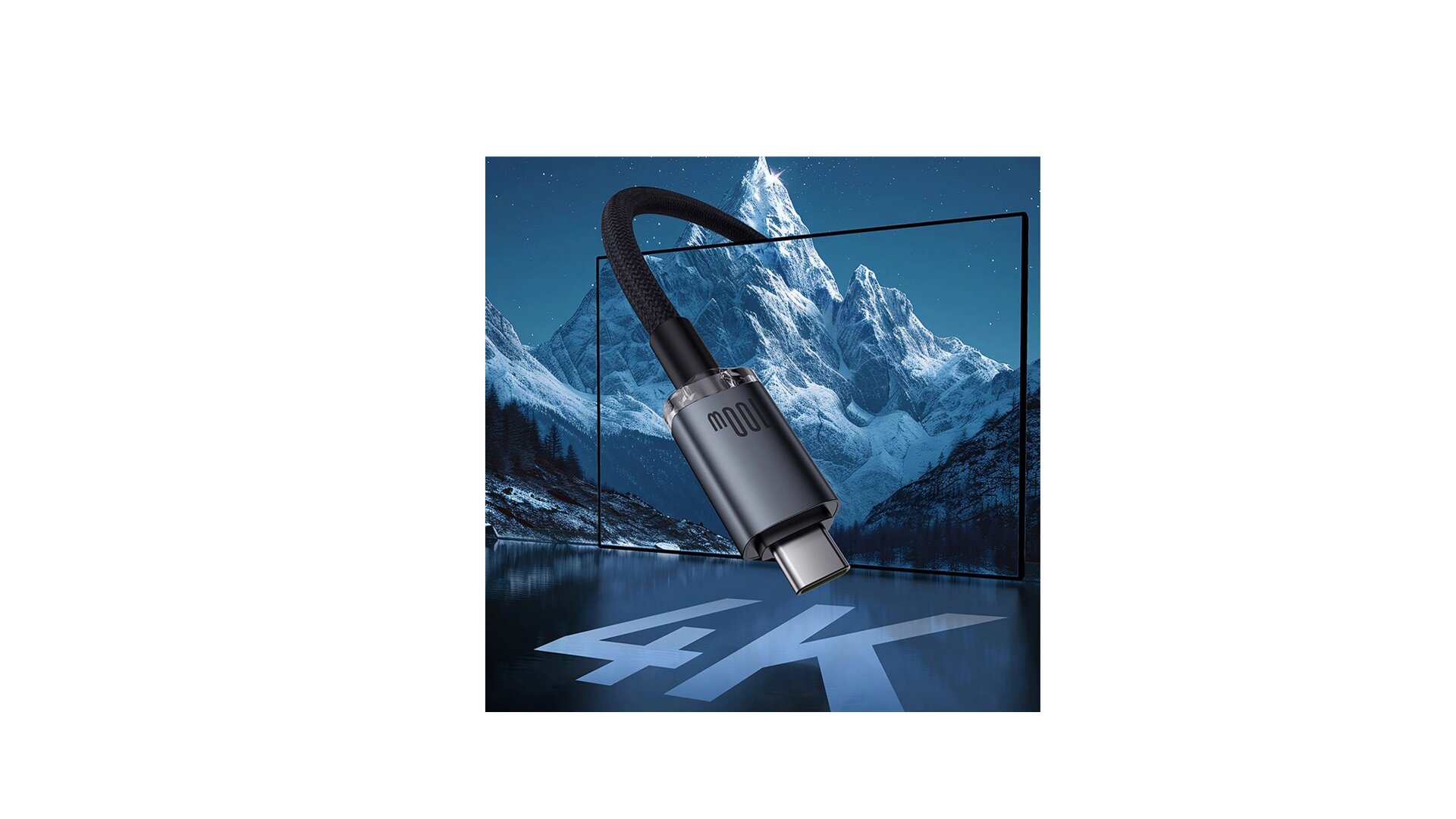 Кабель Baseus Crystal Shine USB3.2 Gen2 Full-Featured Data, Type-C to Type-C, 100W, 4K/60Hz, 20 Gbps, 1.5 метра, Серый+Черный — фото 1