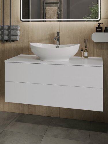 Изображение товара Тумба подвесная 100 см без раковины Orange Ot-100TuMDF столешница МДФ, белый глянец