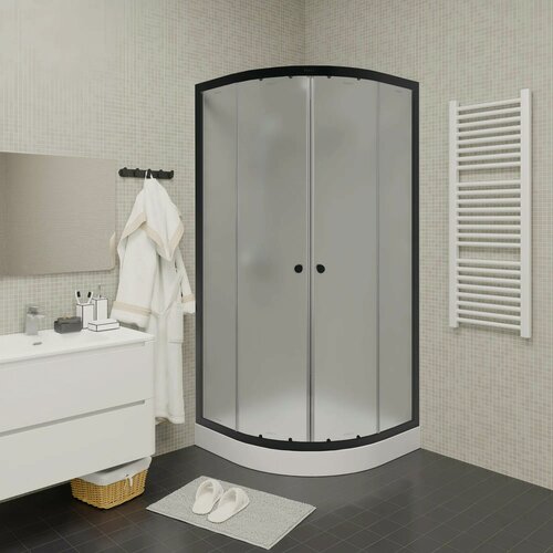 Изображение товара Душевой уголок PARLY ZF81B (80х80х193) , поддон, профиль черный, стекло матовое