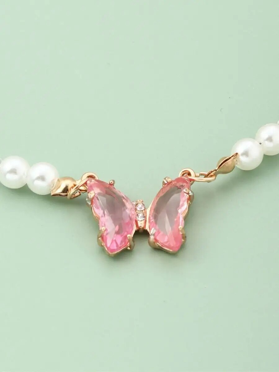 Чокер, длина 50 см, бело-розовый — фото 1