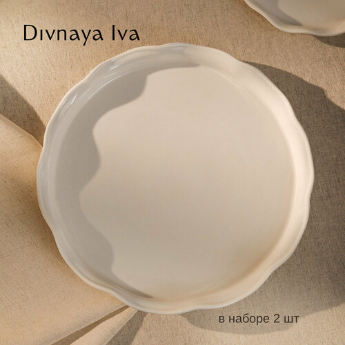 Тарелка плоская набор 2 шт обеденная диаметр 25 см керамическая тарелка Divnaya Iva 3390₽