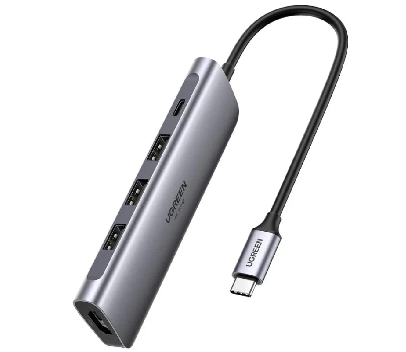 Хаб USB Ugreen CM136 Usb-c - 3xUSB3.0+HDMI+USB-C Space Grey 70495