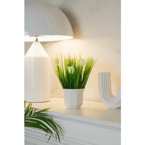 Искусственное растение и цветы в кашпо белые тюльпаны декор