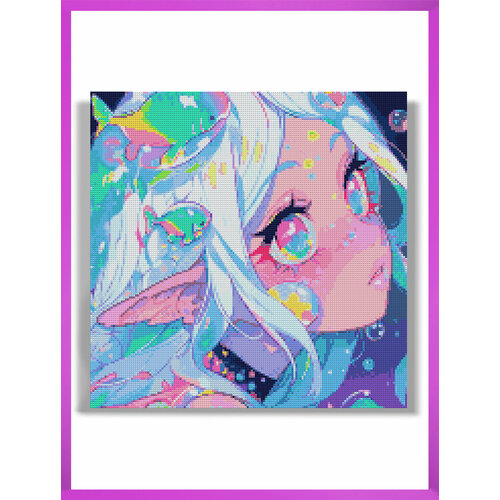 Алмазная мозаика на подрамнике - вышивка Fish Rainbow Girl 40 х 40 см 1850₽
