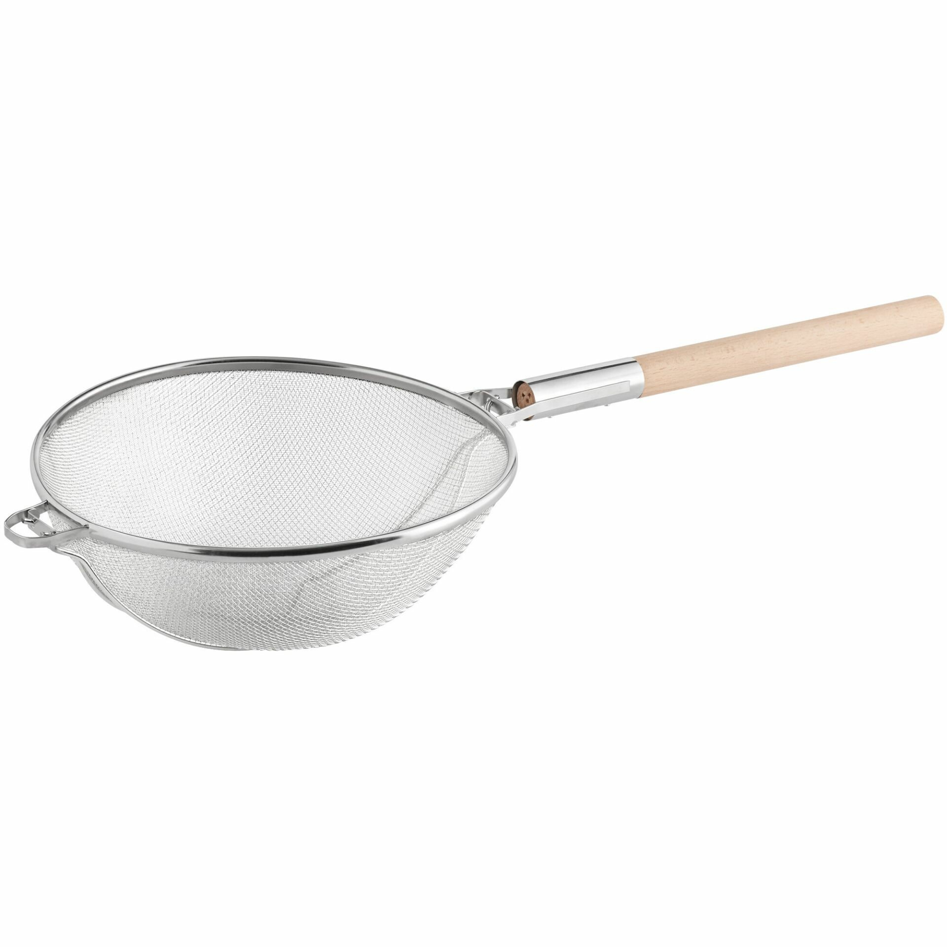 Сито кухонное большое с поддержкой, нержавеющая сталь, D-35 см, ручка дерево, Dali Group.