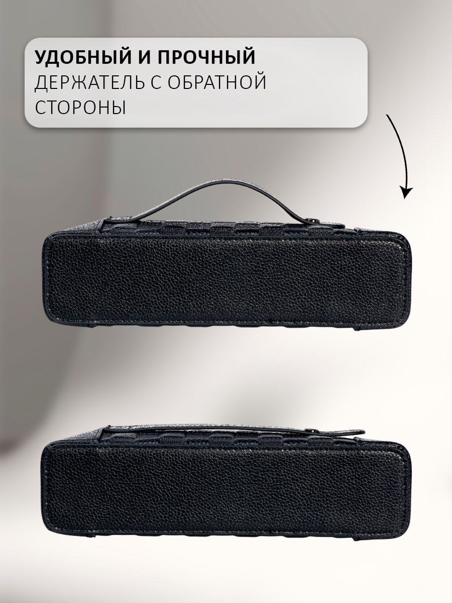 Сумка клатч , фактура рельефная, гладкая, черный — фото 1