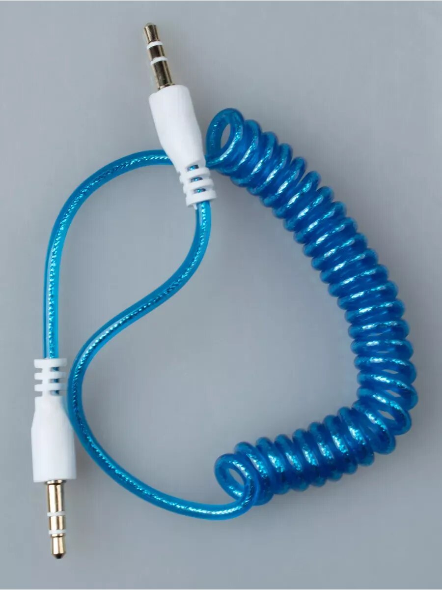 AUX кабель в машину mini jack 35 mm цвет синий длина 1 метр