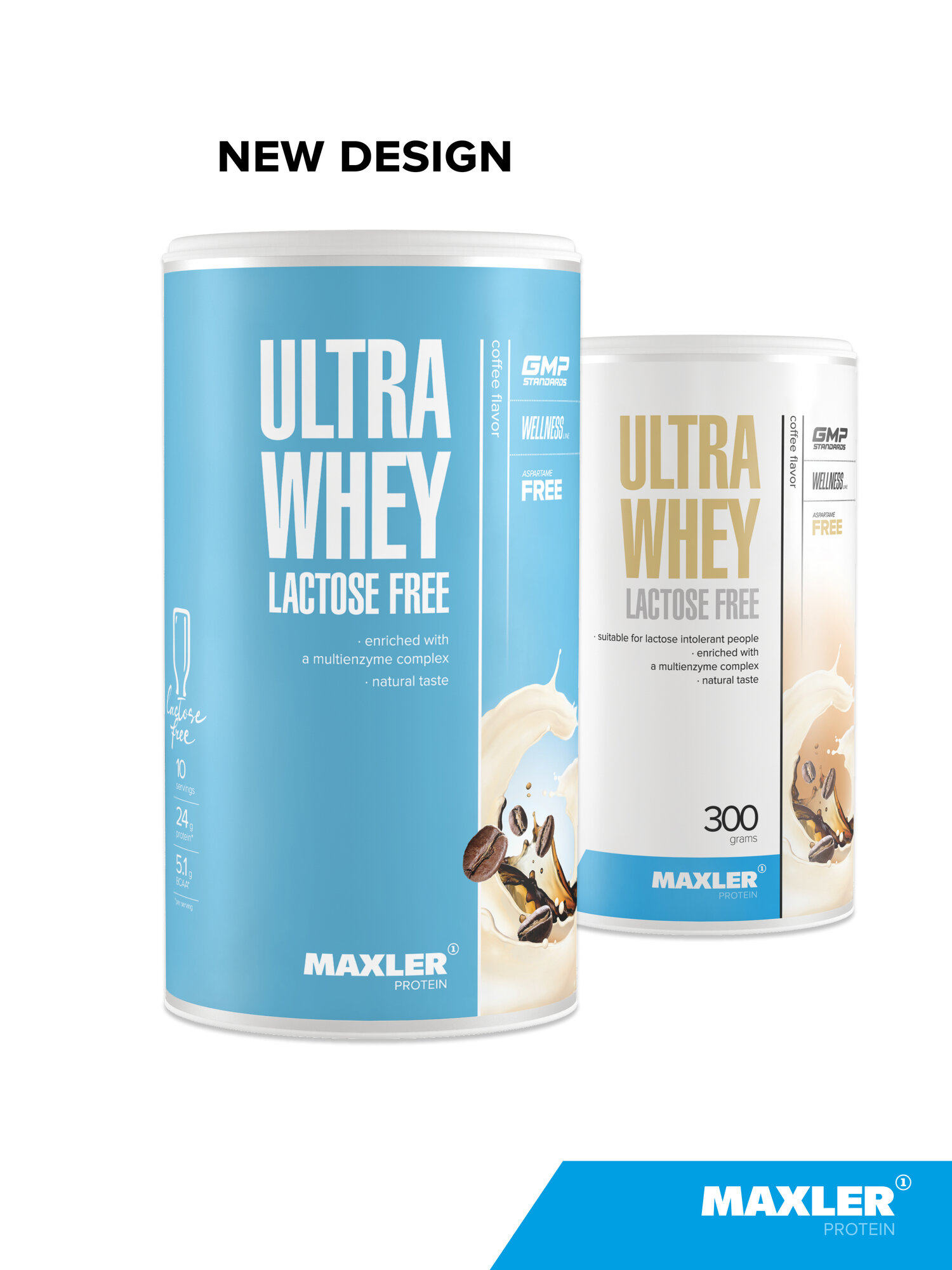 Протеин сывороточный безлактозный Maxler Ultra Whey Lactose Free, порошок, 300 г - Кофе — фото 1