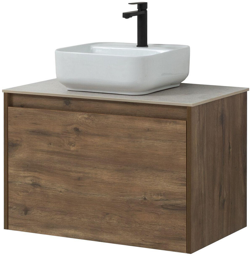 Тумба под раковину Aquanet Nova Lite 75 см 249514 с 1 ящиком, коричневый - фото №8