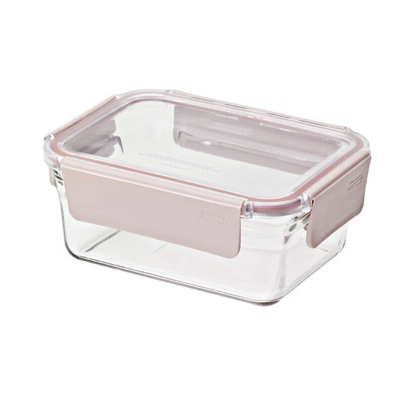 Glasslock Heat-Resistant Tempered Glass Food Storage Container, Microwave-Safe Lunch Box, Bento Box for Students And Office Workers, Pink, 700ml