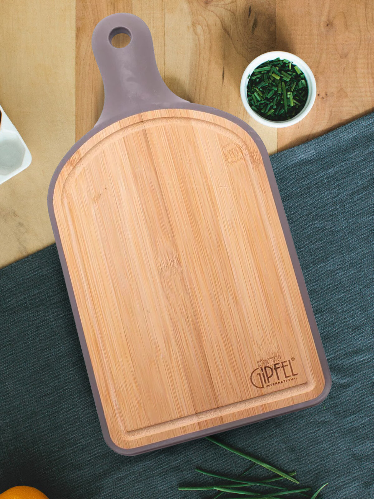 Разделочные Доски Xiaomi Разделочная доска двусторонняя Gipfel Eco 3253 35x18 см, бамбук, пластик, термопластичная резина