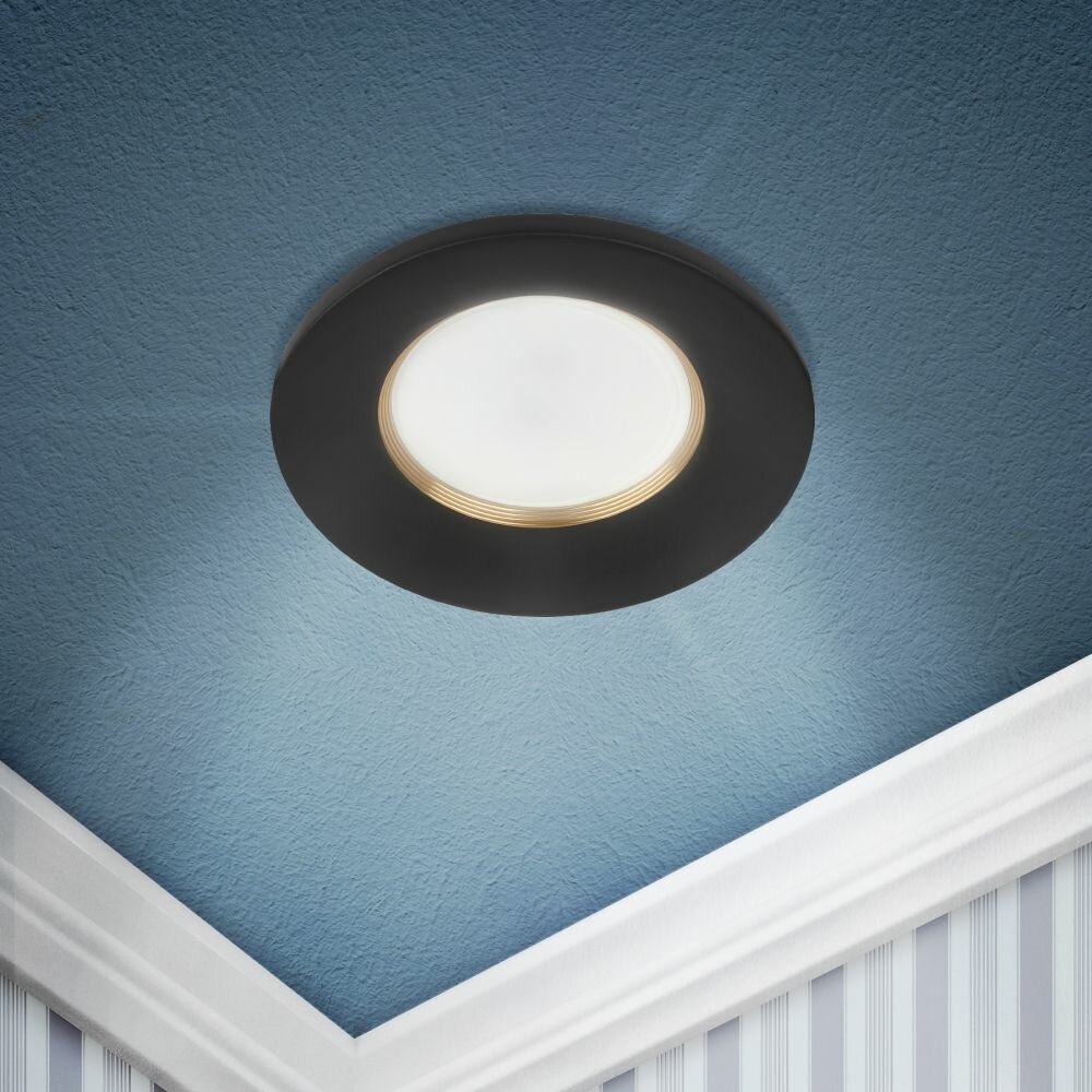 Встраиваемый светильник алюминиевый ЭРА KL107 BK/GD MR16 GU5.3 черный золото Б0061097