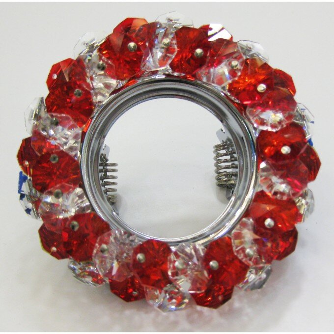 Светильник встраиваемый Ecola CD4141 MR16 GU5.3 Круглый с хрусталиками Прозрачный и Рубин/Хром 50x90 FR1618EFY