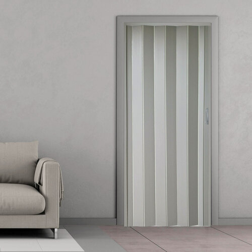 Изображение товара Дверь-гармошка глухая 203 х 166 см, серый металлик, колесики, 2 магнитные защелки + ролики