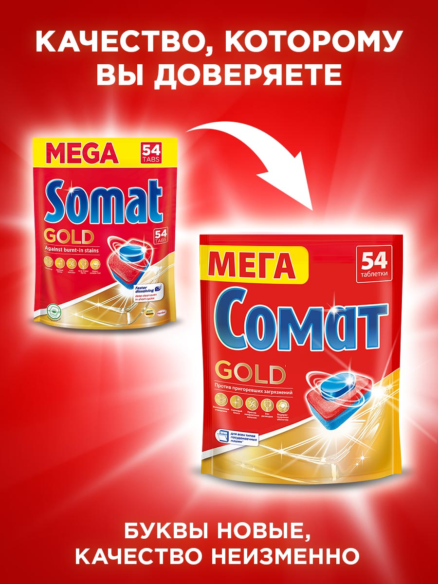 Таблетки для посудомоечных машин Somat Gold, дойпак 54 шт (2691313) - фотография № 7