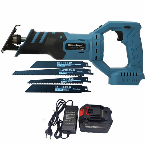 Бесщеточная сабельная пила с питанием от литиевой батареи Heimerdinger 18 В с одной батареей 60 Ач 7224₽