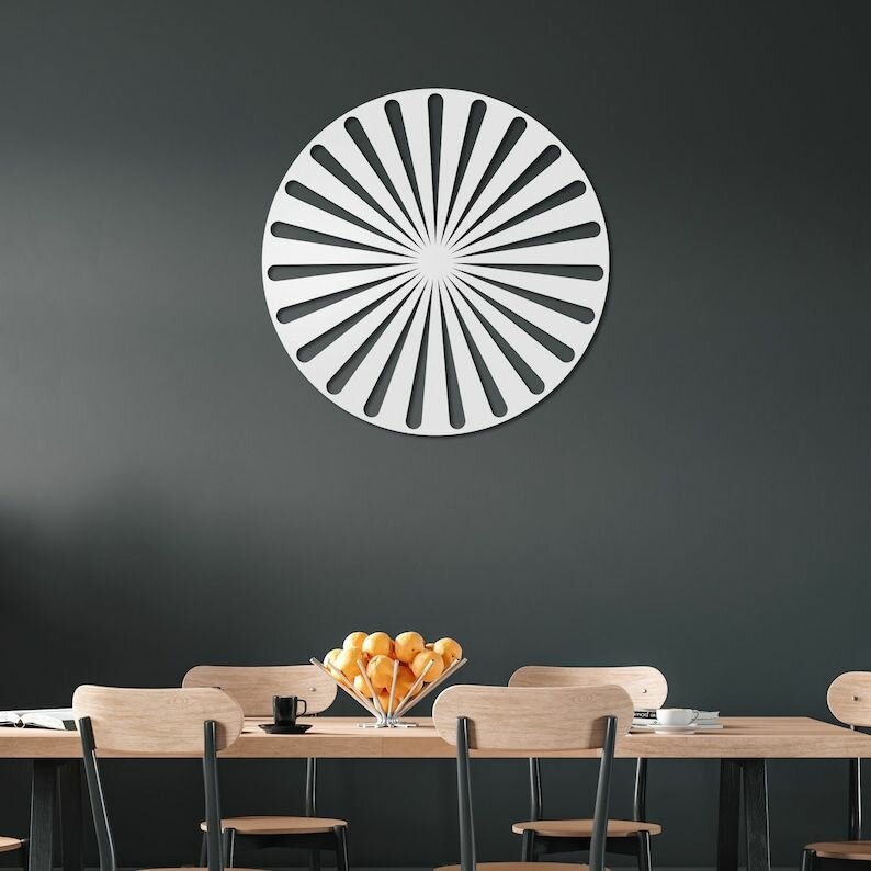 Чертеж, декоративное панно, Круглая оптическая иллюзия (белый цвет), DXF для ЧПУ станка