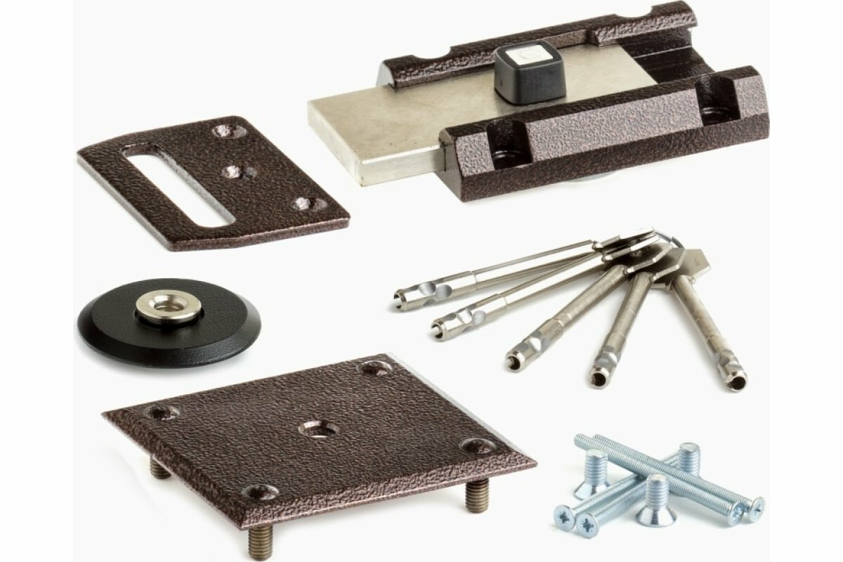 Замок накладной Поливектор Барьер 3 МК Гост 3, цвет коричневый - фото №17