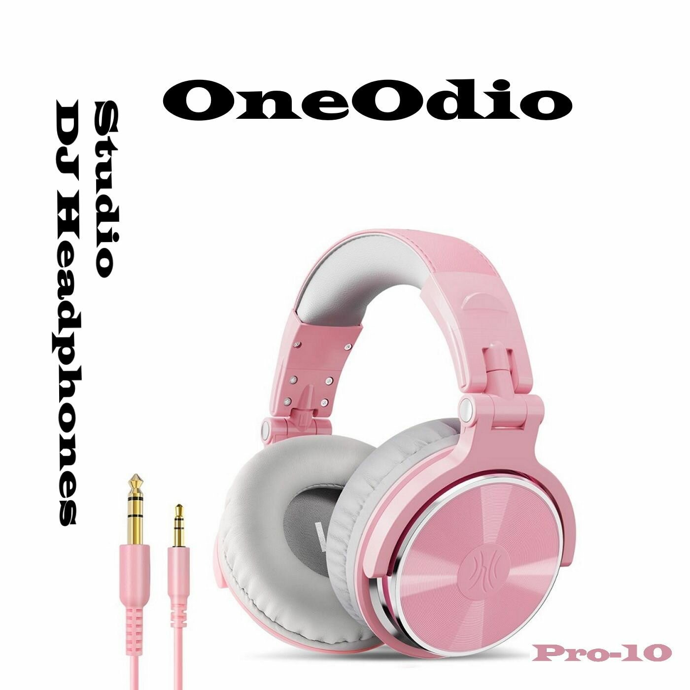 Студийные проводные DJ наушники OneOdio Studio Pro-10: 3,5 и 6,35 мм штекеры, мощные басы, стерео музыка, гарнитура, громкая связь с микрофоном розовые