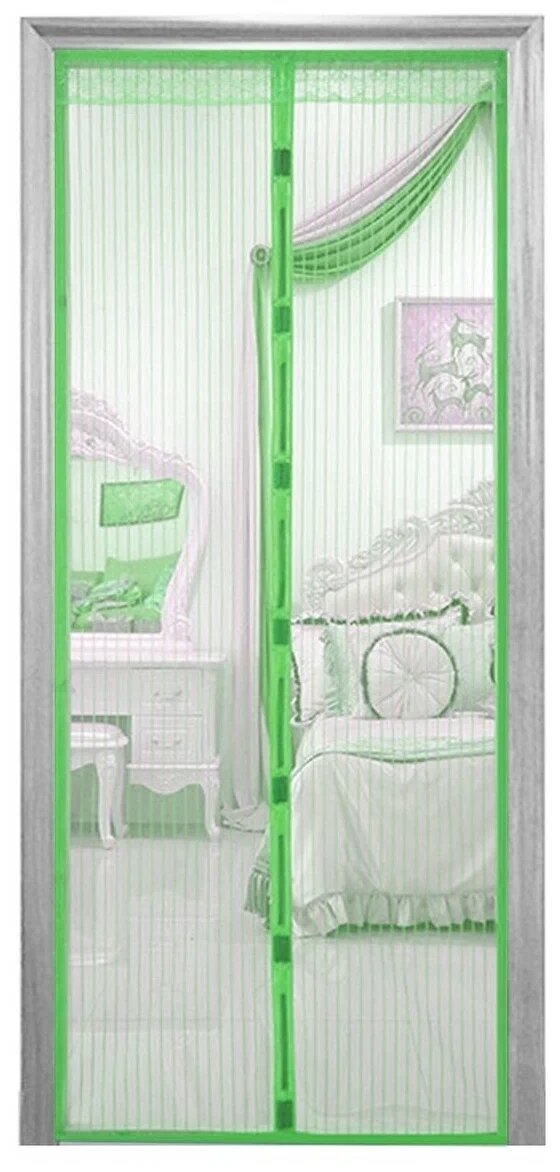 Сетка москитная на дверь на магнитах 100х210 Зеленый цвет. Антимоскитная сетка. Москитная сетка