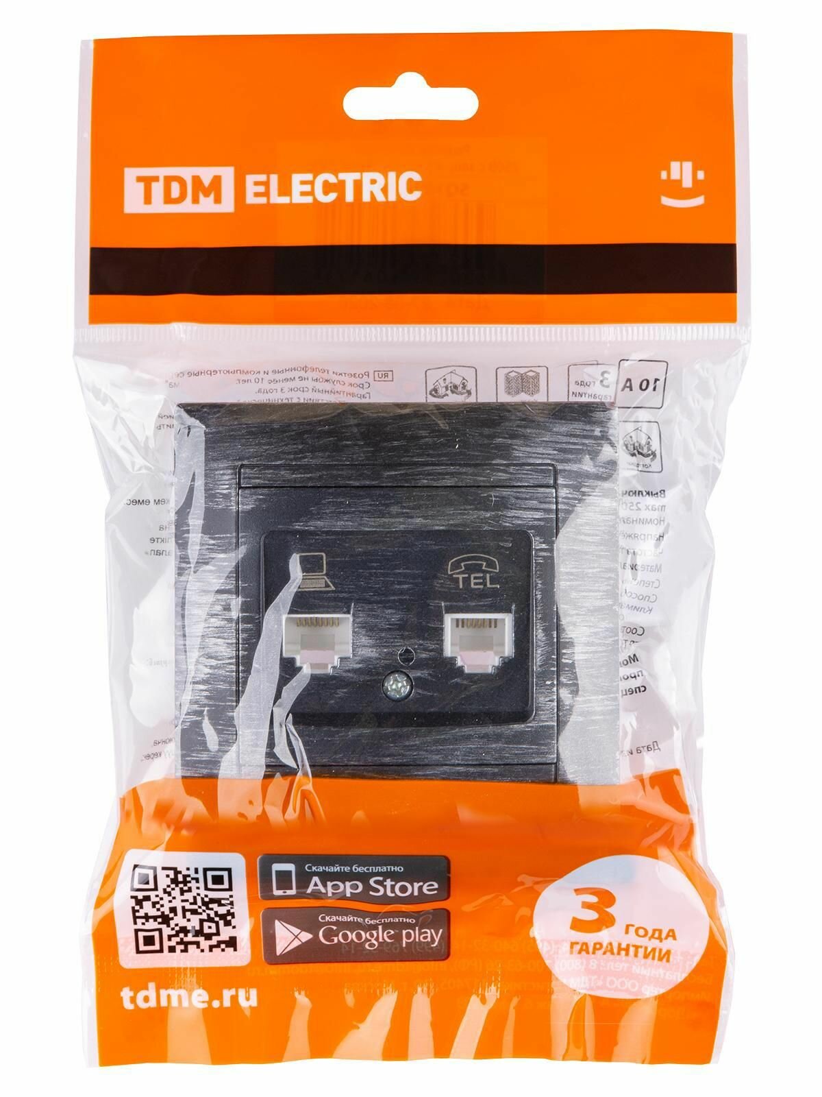 Розетка компьютерная RJ45/телефонная RJ11 TDM Electric - фото №10