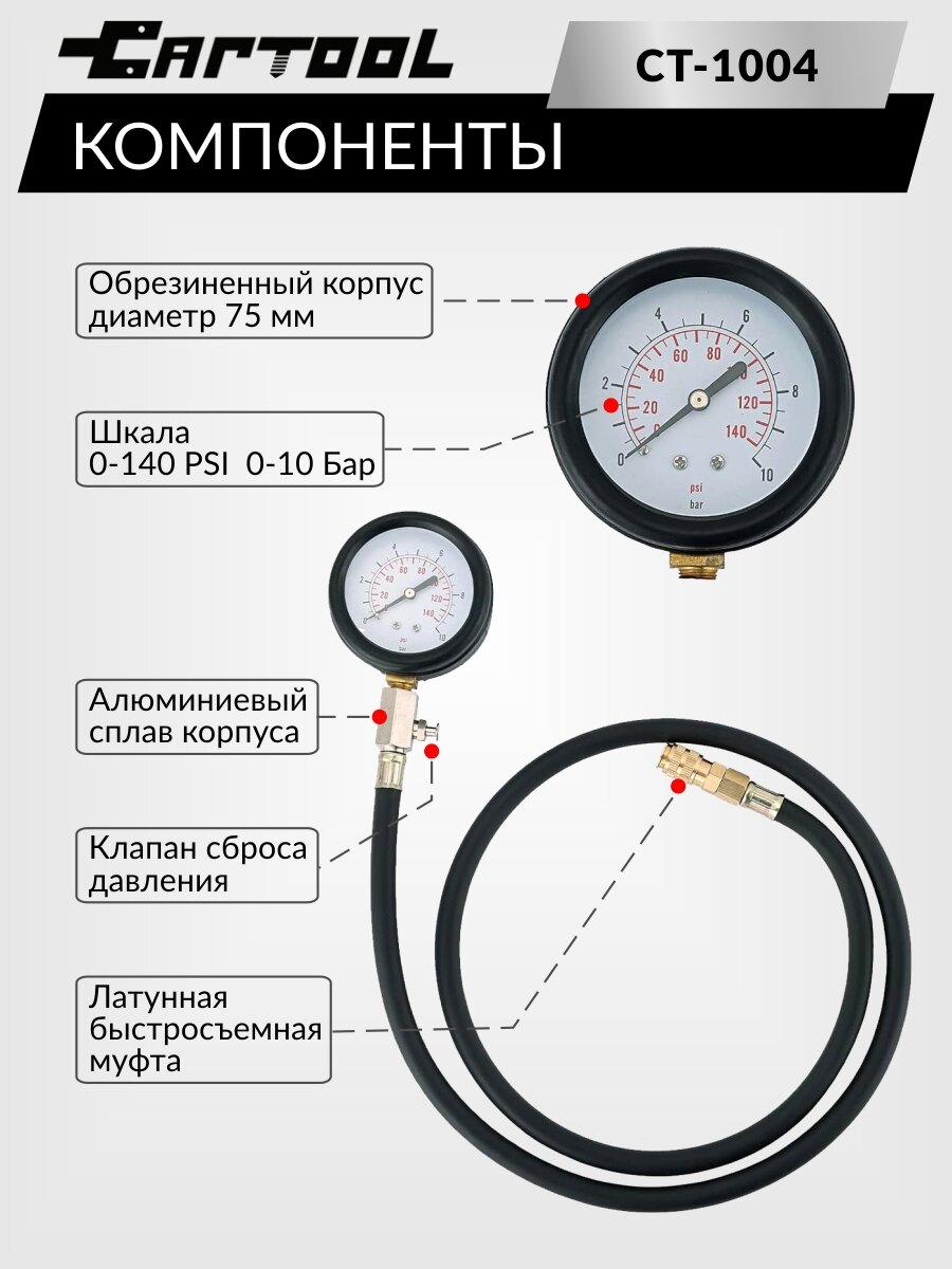 Тестер давления масла в двигателе Car-Tool CT-1004 — фото 1