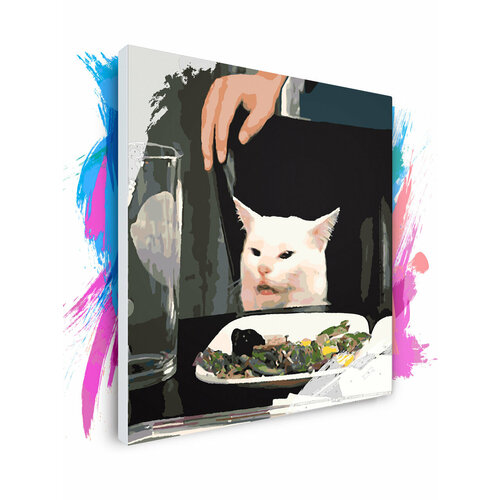 Картина по номерам на холсте Кот Мем, 40 х 40 см картина по номерам на холсте кот мем арт 2 40 х 40 см