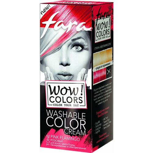 крем оттеночный для волос fara wow colors чернильный смываемый 80 мл Крем для волос Fara Wow Colors оттеночный тон розовый 80мл