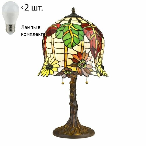 Настольная лампа тиффани с лампочками Velante 882-804-02Lamps E27 P45