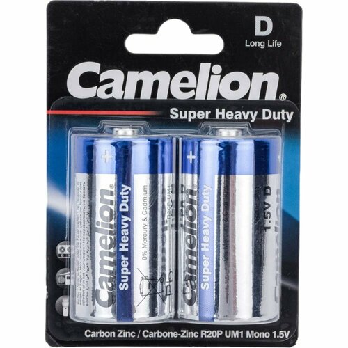 Батарейка Camelion Blue R20 BL-2 1.5В элемент питания r20 bl 2 r20p bp2g батарейка 1 5в camelion