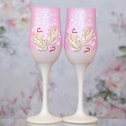 Свадебные бокалы для молодоженов "Лебеди" в розовом стиле, бокалы для шампанского