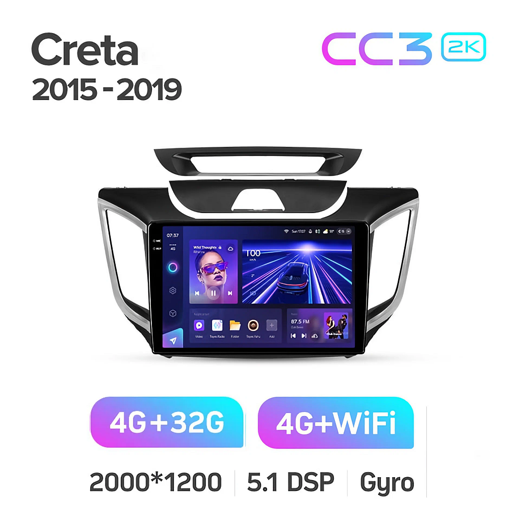 Магнитола Teyes CC3 4/32 2k-display Hyundai Creta 2015 - 2019