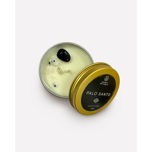PALO SANTO Scented Soy Candle Spirit Rituals пало санто соевая свеча с эфирными маслами кристаллами турмалина и лунного камня 100 г 3103₽