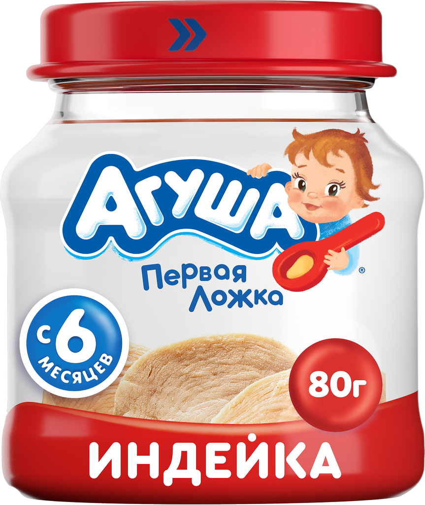 Пюре мясное агуша Индейка, с 6 месяцев, 80г