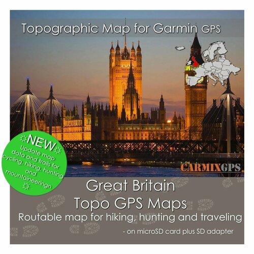 Топографическая карта Великобритания для устройств Garmin на карте памяти MicroSD. Carmix-GPS