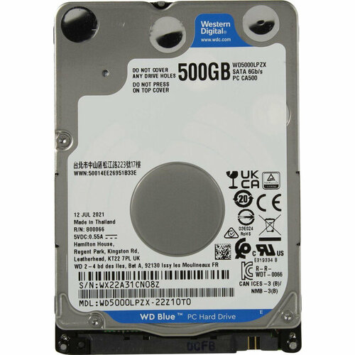 Жесткий диск WD Blue 500GB 2.5 5400RPM 128MB (WD5000LPZX)