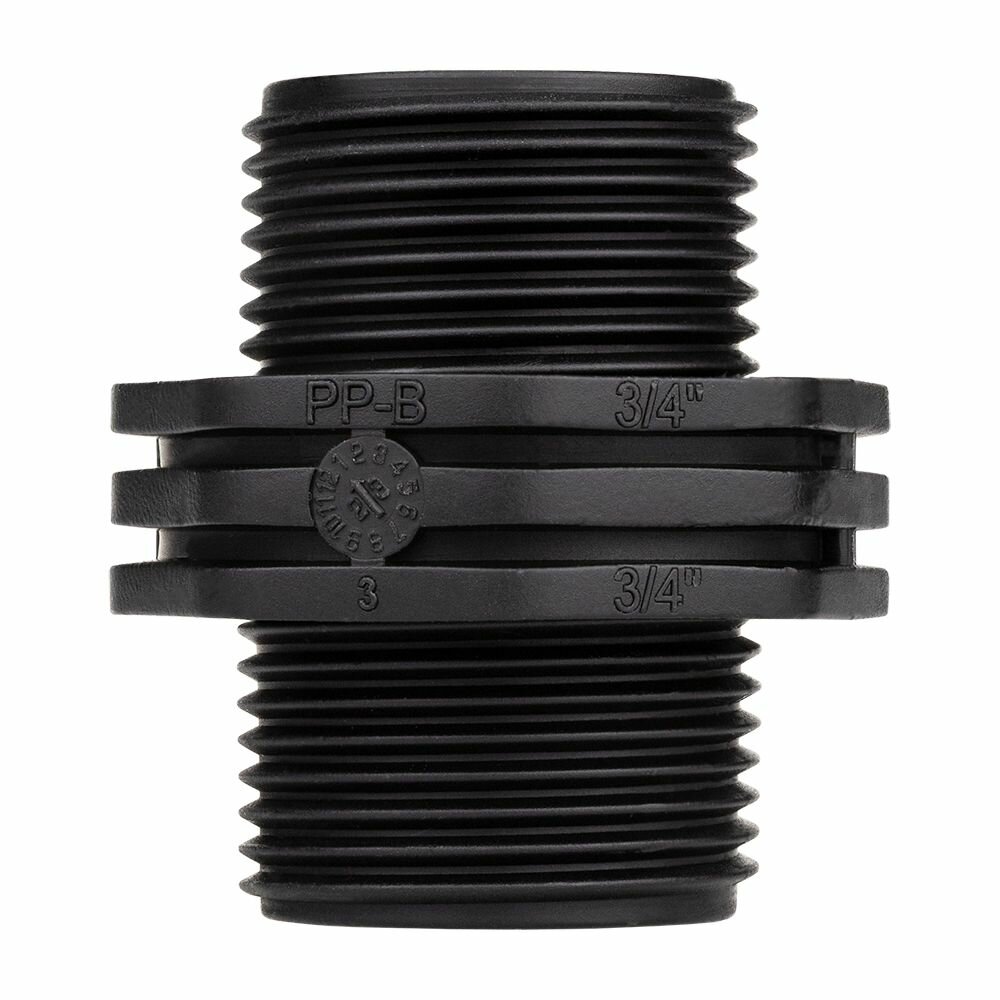 Ниппель пластиковый MasterProf 3/4" н/н, 3 шт, черный, наружная резьба — фото 1