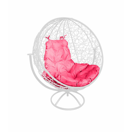 Подвесное кресло M-group круг с ротангом белое розовая подушка подвесное кресло m group круглый люкс белое розовая подушка