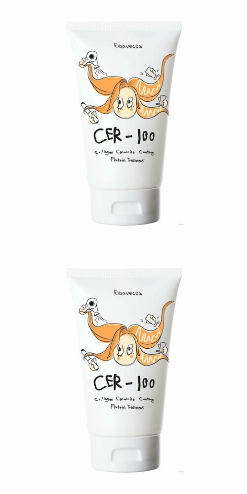 Elizavecca Маска для волос CER-100 Milky Piggy Collagen Ceramide Coating Protein Treatment, коллаген-керамиды, 100 мл, 2 шт.
