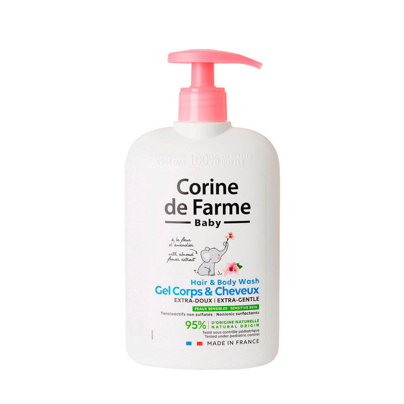 Гель для тела и волос с миндалем смягчающий очищающий Corine de Farme Hair & Body Wash Extra-Gentle 500 мл