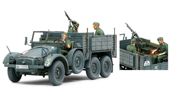 35317 Tamiya Немецкий грузовик 6X4 Krupp Protze (Kfz.70) (3 фигуры, пулемет MG34) Масштаб 1/35