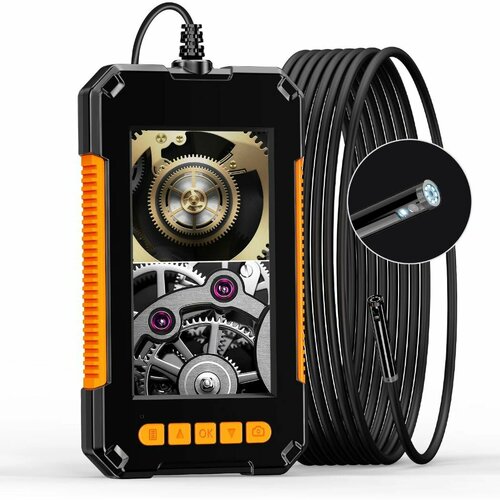видеоэндоскоп с экраном 2 метра с камерой 3 9 мм бороскоп Эндоскоп с камерой P40 8 мм 2MP 2 метра, промышленный бороскоп с экраном 4,3 дюйма, оранжевый