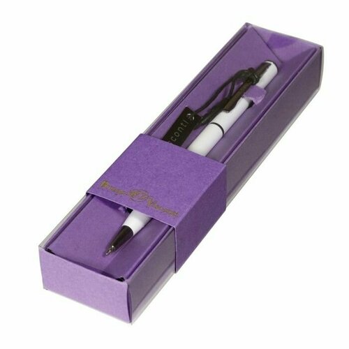 Ручка шариковая поворотная 07 мм PALERMO стержень синий металлический корпус Soft Touch белый в сиреневом футляре 876₽