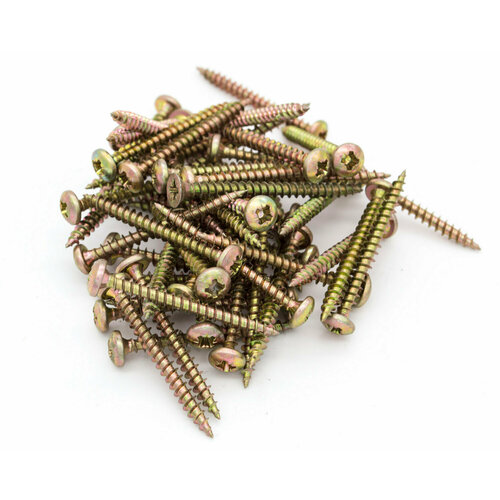 Саморезы универсальные 3,5 х 40 мм - 50 шт. с полукруглой шляпкой, крупной резьбой (для дерева, тонкого листового металла, изделий из ДСП и гипсокартона)