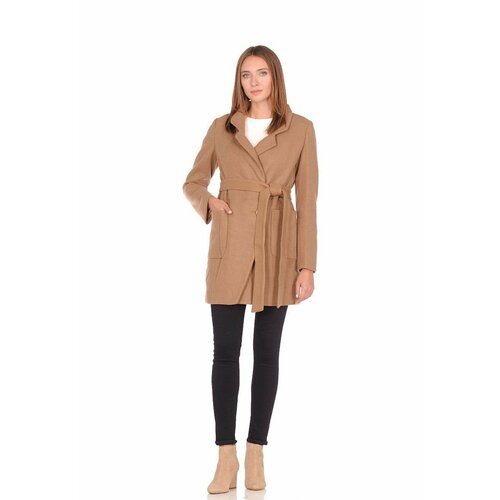 Пальто Prima Woman, размер 42, светло-коричневый пальто prima woman размер 42 светло бежевый